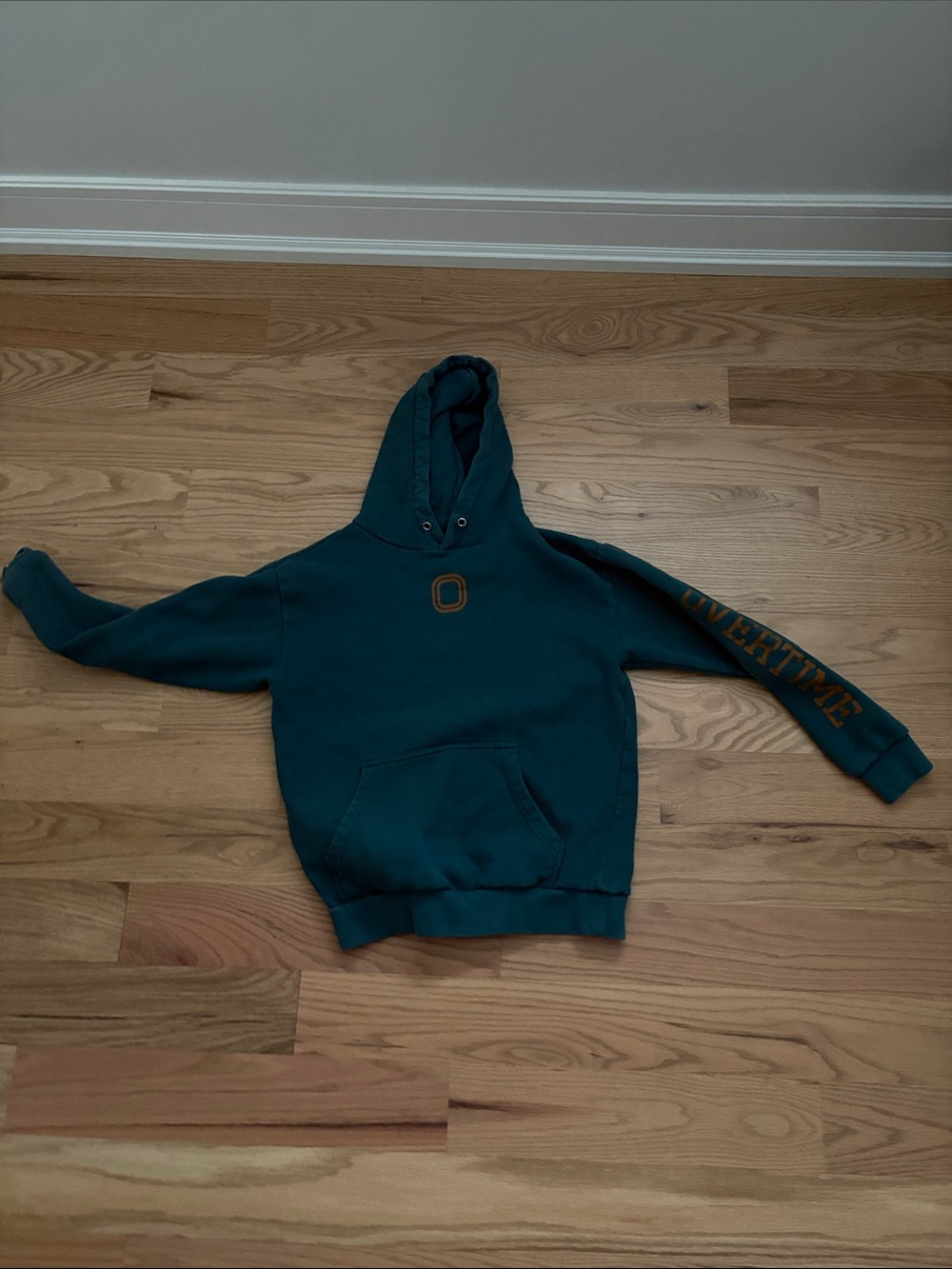 Overtime Teal Hooded Sweatshirt with Sleeve Print